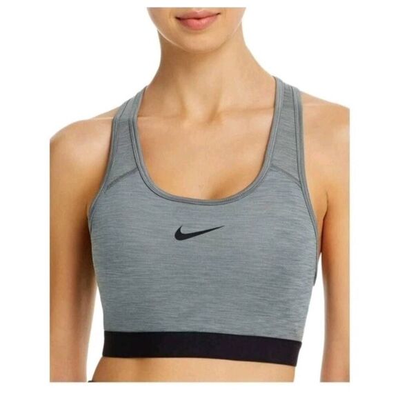 Nike Women's Pro Swoosh Medium-Support Non-Padded Sports Bras (White,Grey L) - Picture 1 of 8